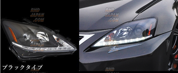 78 Works L Line Headlight Set V3 Black - Lexus IS GSE20 GSE21 GSE25 USE20